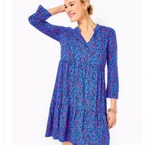 Lilly Pulitzer Vibrant Blue and Purple Long Sleeve Dress